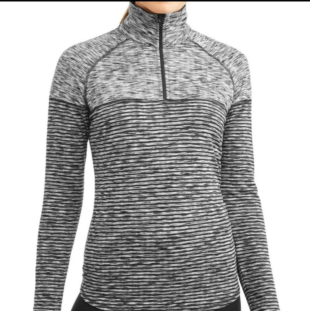 Avia Core Active Performance Gray Striped Quarter Zip Top Size Women's XXXL 22